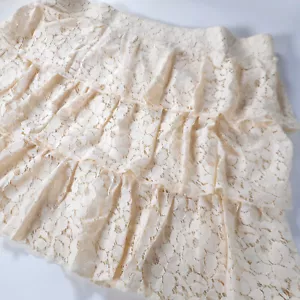 Maurices Ruffle Lace Tiered Skirt Womens Sz L Elastic Waist Cream Tan NWT - Picture 1 of 9