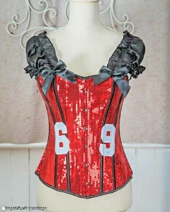 Daisy Corsets Sequined 69 Football Medium Fantasy Over Bust Lingerie Bustier Got - Picture 1 of 3