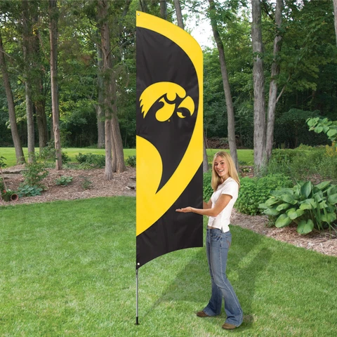 IOWA HAWKEYES 8.5 FOOT TALL TEAM FLAG 11.5' POLE SIGN APPLIQUE EMBROIDERED Cover