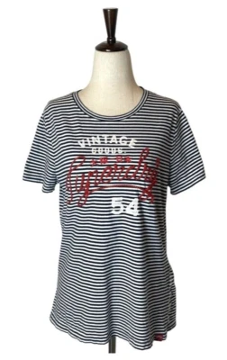 Superdry Camisa Mujer 8 Azul Blanco Rayas Cuello Redondo Manga Corta Camiseta Náutica Foto 1 de 4