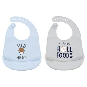 Hudson Baby Infant Boy Silicone Bibs 2pk, Stud Muffin 2-Pack, One Size - Picture 1 of 1