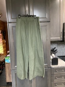 Women’s ZENANA Linen Blend Pants. Size 1X. Olive Green Lightweight Wide Leg. NWT - Picture 1 of 6