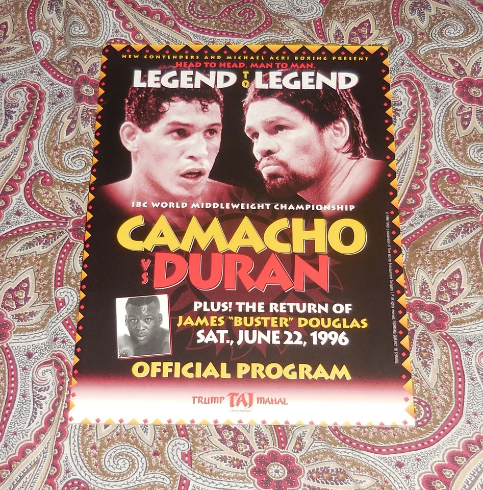 HECTOR CAMACHO VS ROBERTO DURAN 6/22/96 TRUMP TAJ MAHAL - BUSTER DOUGLAS - LOOK! - Image 1 of 2