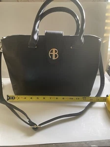 Alexis Bendel Vegan Black Leather Shoulder bag 15”x10” With 34” Strap - Picture 1 of 8