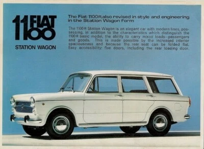 Fiat 1100 R Estate 1967-1969 Великобритания рынок один лист продажи брошюра - Изображение 1 из 2
