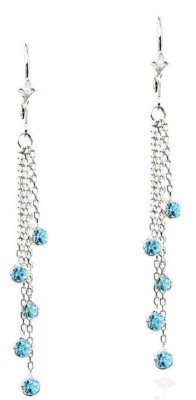 Pendientes araña de oro blanco de 14K con piedras preciosas de topacio azul Foto 1 de 2