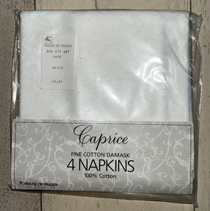 Set Of 4 House of Fraser 20” x 20” Ivory Cotton Damask Napkins - Picture 1 of 3