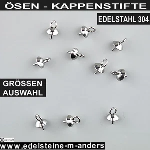 Ösenkappenstifte Perlenkappen Perlkappen Kappen Ösen Anhänger Stifte Edelstahl - Bild 1 von 8