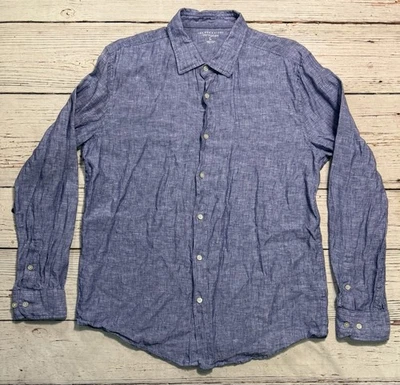 Camisa de vestir The Men’s Store Bloomingdales azul 100 % lino para hombre talla L Foto 1 de 4