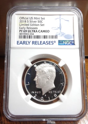 2018 S SILVER Proof Kennedy Half Dollar NGC PF 69 ULTRA CAMEO EARLY RELEASES - Image 1 of 2