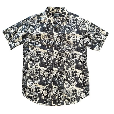 Ezekiel Small Gray Floral Short Sleeve Button Down Men's Shirt - Image 1 of 4