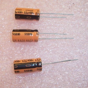 QTY (25) 3.3uf 450V 85' 10x20mm RADIAL ELECTROLYTIC 515D335M450CG6A SPRAGUE - Picture 1 of 2