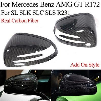 Cubierta de espejo retrovisor de fibra de carbono real para Mercedes Benz AMG GT R172 SL SL SLC SLS R231 Foto 1 de 4