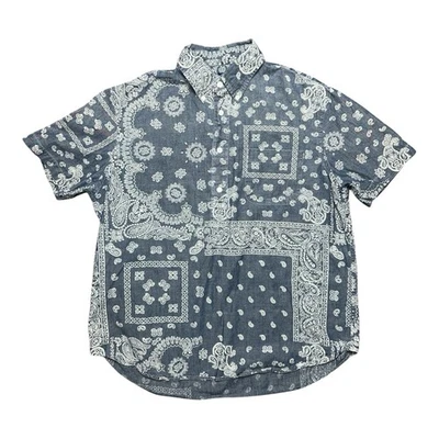 Polo Ralph Lauren 佩斯利头巾露营衬衫 AOP 短袖纽扣男式 L — 第 1/4 张图片