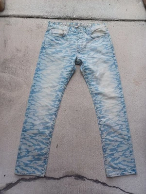 Pantalones de mezclilla a rayas de tigre lavado ácido BBC Billionaire Boys Club raros para hombre talla 34x32 Y2K Foto 1 de 4