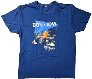 Camicia Bon Jovi Tour 2016 Miami Beach Blu Uomo L Sirius XM Double Sided - Foto 1 di 10