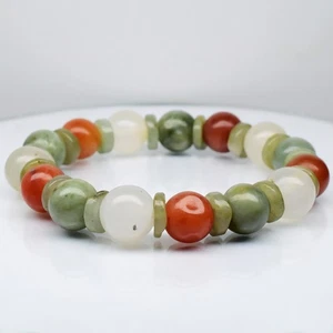 💎 191.95ct 30p Natural Multi Color Jade - Untreated Myanmar Gems Bracelet 2.25" - Picture 1 of 5