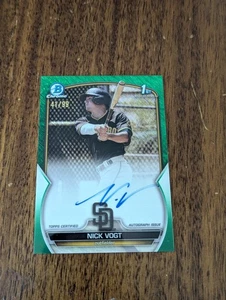 2023 Bowman Chrome Nick Vogt 1st Prospect Green /99 Auto San Diego Padres - Picture 1 of 5