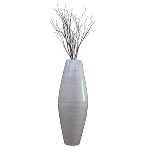 Bamboo Cylinder Shaped Floor Vase - Handcrafted Tall Decorative Vase - Ideal ... - Picture 1 of 7