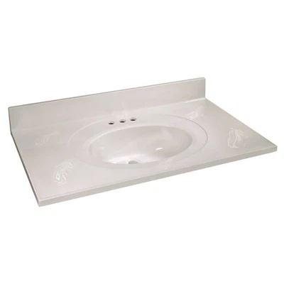 Design House 586339 White 37" Cultured Marble Vanity Top With Backsplash - Image 1 of 4