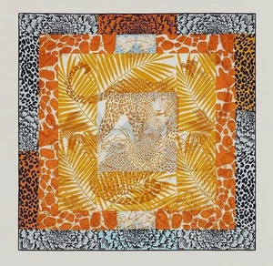 Neu Hermes Schal Jungle Love Seide 70 cm Carre Orange / Bleu / Animal Leopard - Bild 1 von 6