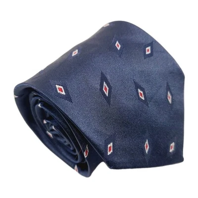 Corbata Wembley azul patrón geométrico corbata para hombre hecha en EE. UU. Foto 1 de 4