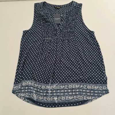 Lucky Brand Tank Top Women's Size Small Navy Blue Boho - Image 1 of 4