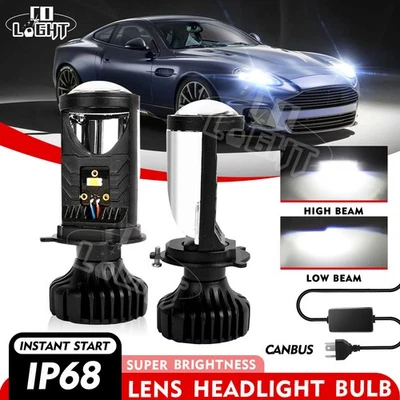 2X H4 HB2 9003 Mini Bi-LED Proyector Faro Lente 100W Bombilla Alta/Baja Retrofit LHD Foto 1 de 4