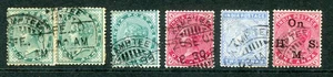 Sellos indios usados en KAMPTEE: QV 4 singles y un par de matasellos transparentes “KAMPTEE” - Imagen 1 de 1