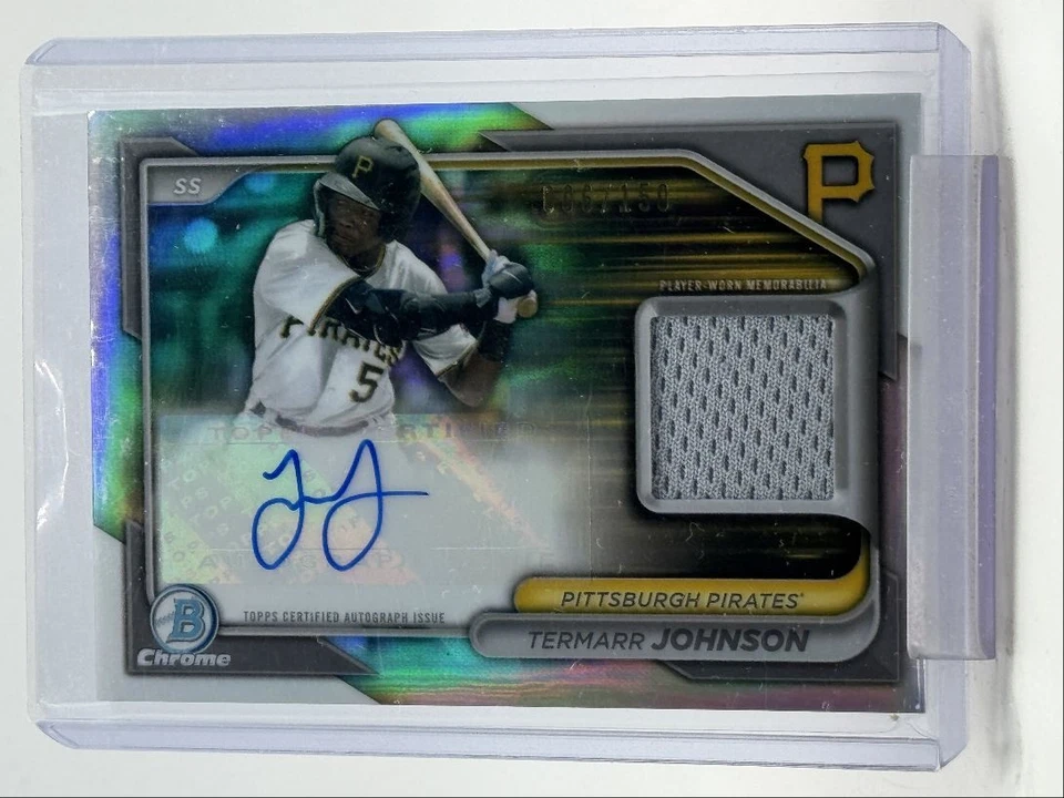 TERMARR JOHNSON 2024 BOWMAN CHROME PATCH AUTOGRAPH REFRACTOR AUTO /150 Q5451 - Image 1 of 2