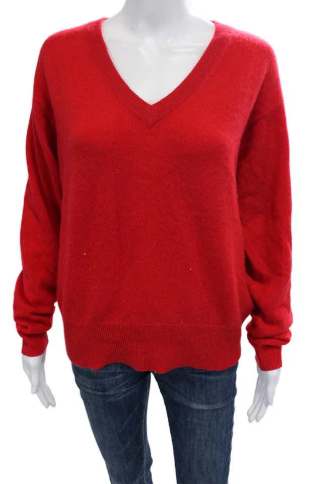 Suéter Allude Feminino Pulôver Cashmere Decote V Vermelho Tamanho M - Imagem 1 de 4