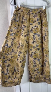 Helga May Leinen Hose Barrel Floral Pull On Lagen Look Italy Beachy Boho Hippie - Bild 1 von 12
