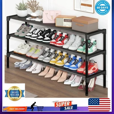PRIME-SHOP-HUB Long Shoe Rack - 3 Tier Shoe Organizer for Closet, Entryway, Garage - Stackable
