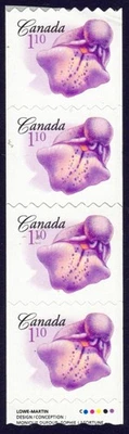Canada sc#2196i The Marsh Skullcap, Starter strip of 4, Washed Phosphor, Mint-NH - Image 1 of 2