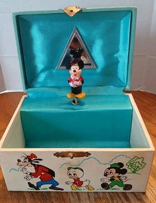 Редкая винтажная оригинальная музыкальная шкатулка 1960-х с Микки Маусом от Disney ширина 6 дюймов  - Изображение 1 из 4