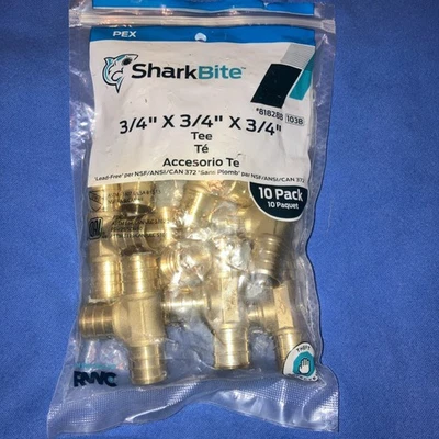 9PCS Genuine SharkBite 3/4" x 3/4" x 3/4" Brass Tee For PEX 818288 UC370LFZ10 - Image 1 of 2