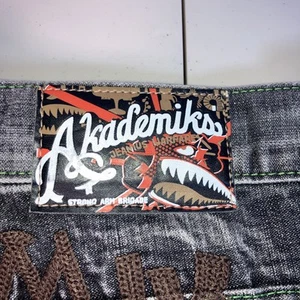 Vintage Akademiks Jeans Size 42/33Men's Blue Denim AKDMKS Embossed/embroidered - Picture 1 of 12