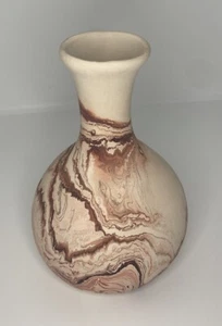 Vintage Nemadji Keramik USA 6,5" Ton Vase natürlich braun orange Wirbelmuster - Bild 1 von 4