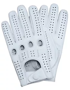 Guantes de conducir para mujer Riparo de cuero genuino con dedo completo - blancos - Imagen 1 de 2