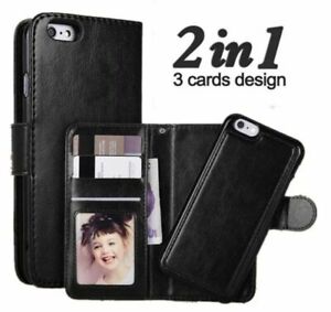 Phone Case for iPhone 12 11 13 Pro Max XR - Magnetic Flip Leather 2 in 1 Cover