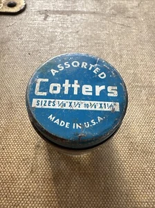 VINTAGE ASSORTED COTTER PINS METAL Lid Glass Jar PINS INCLUDED - Picture 1 of 3