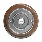 Traditional Round Wired Doorbell In Tudor Oak And Chrome