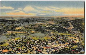 Postal vintage de lino de Nuevo México RATON, casi nueva vista aérea años 40 - Imagen 1 de 2