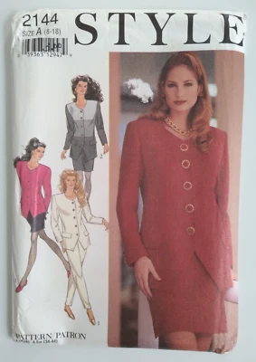 STYLE #2144 MISSES SIZES 8-10-12-14-16-18 JACKET SKIRT & PANTS PATTERN UNCUT - Image 1 of 3