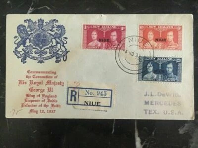 1937 Niue New Zealand First Day Cover FDC Coronation KGVI King George C - Image 1 of 2