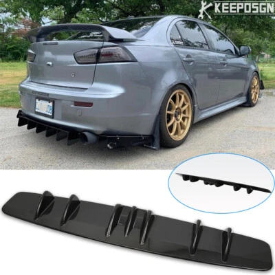 For Mitsubishi Lancer Rear Lip Bumper Diffuser Shark Fin 7 Wing Spoiler Gloss - image 1 of 4