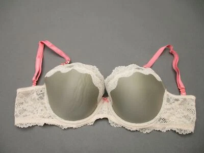 34DD Victorias Secret Womens Gray/Ivory Lace Underwire Padded Demi Bra 6B - Image 1 of 4
