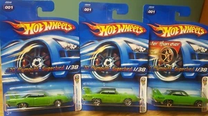 Hot Wheels ‘70 Plymouth Superbird Green Lot of 3 Wheel Variations 1:64 2006 New - Picture 1 of 12