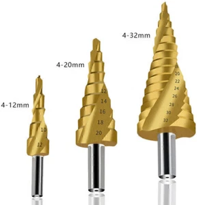 HSS-4241 Titan-Stufenbohrer-Set mit dreieckigem SchaftStufenlochschneider - Bild 1 von 18