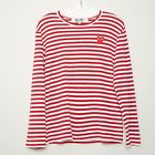COMME des GARCONS PLAY Red Heart Red White Striped Long Sleeve Top CDG Medium
